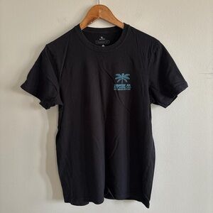 Rip Curl Black Tee with Blue Palm Graphic